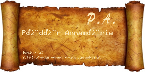 Pádár Annamária névjegykártya