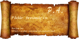Pádár Annamária névjegykártya
